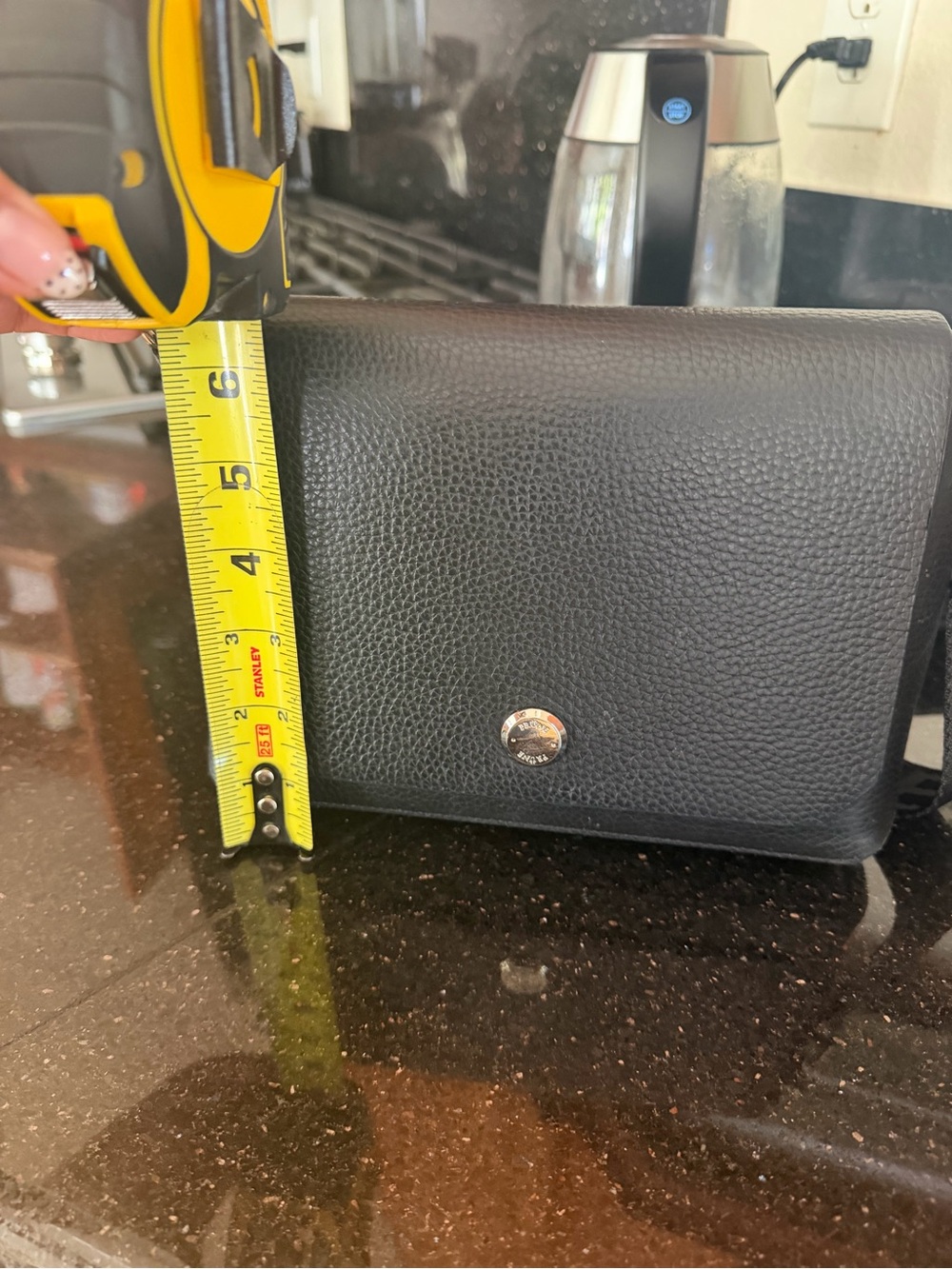Prune Black Pebbled Crossbody Bag with Logo Strap - Picture 8 of 9